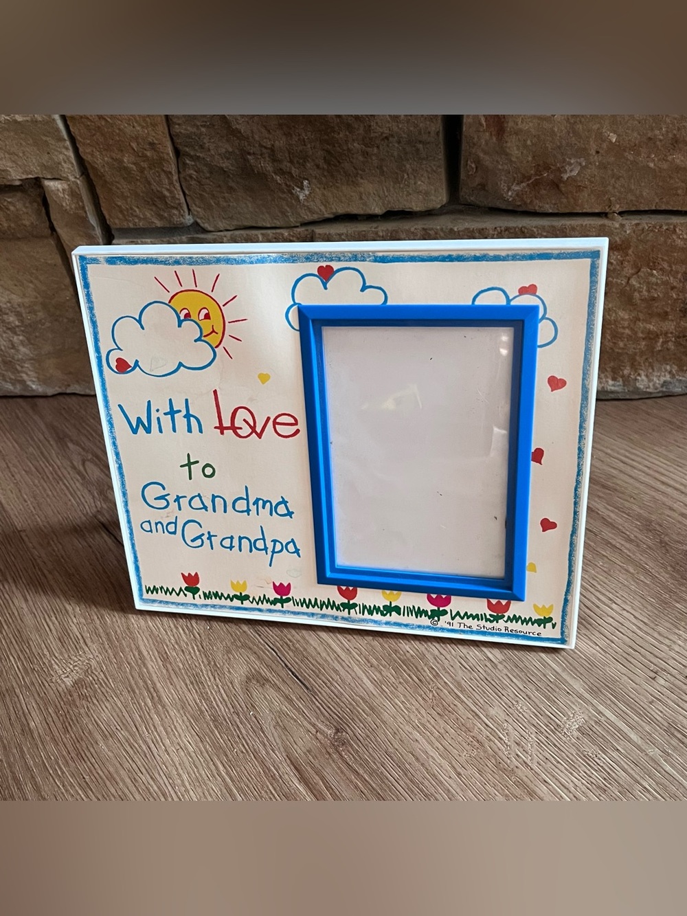 Vintage Picture Frame "With Love To Grandma and Grandpa" 3 x 5 Picture Plastic
